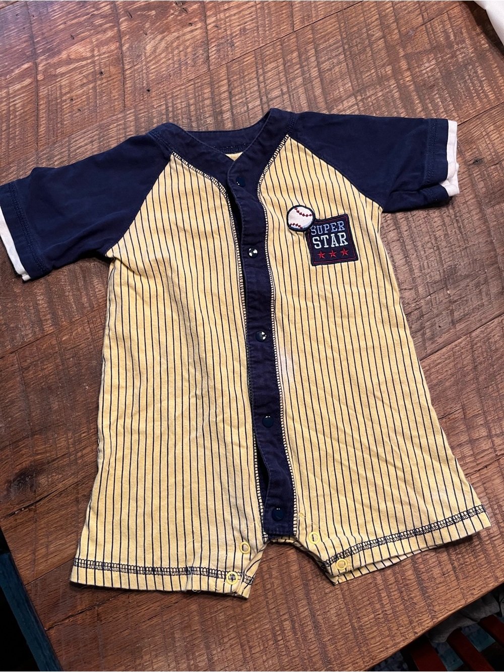Carter's Yellow & Navy Striped Baby Romper